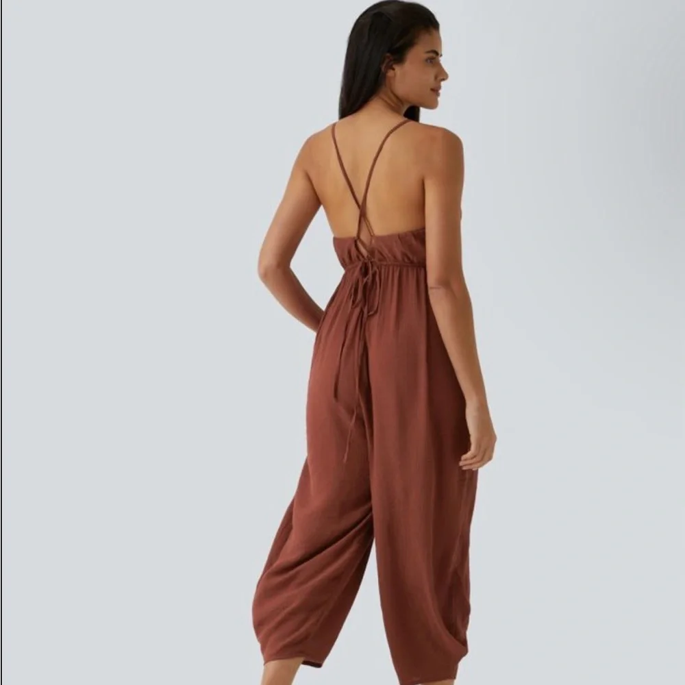 52. Halara Spaghetti Strap Backless Lace Up Resort Jumpsuit - Picture 2 of 2